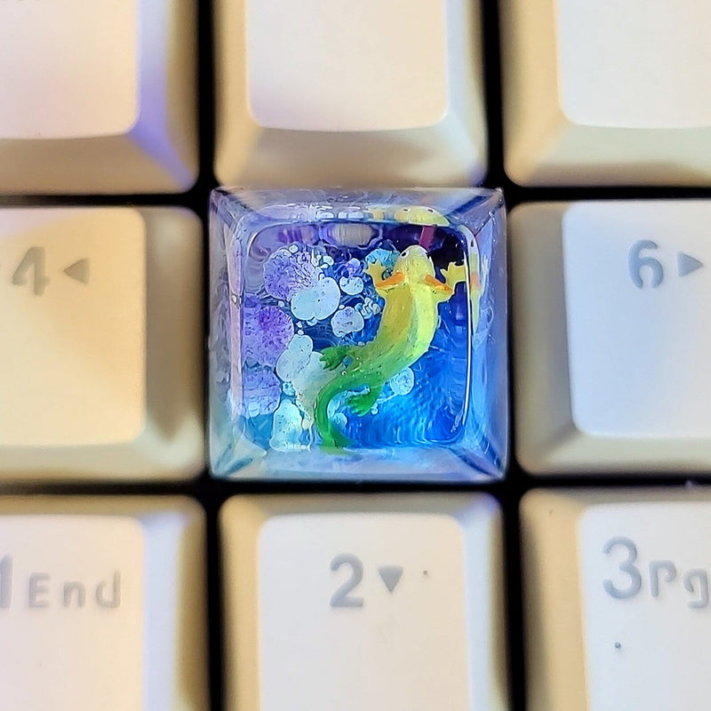 Colorful Axolotl Artisan Keycaps Epoxy Resin