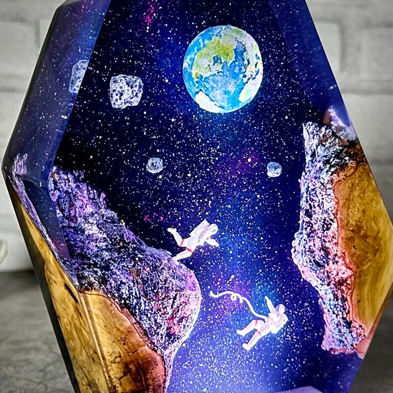 Universe Earth Astronaut Epoxy Resin Lamp, Night Light