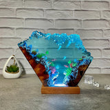 Coral Jellyfishs Undersea Ocean Diorama Epoxy Resin Lamp, Night Light