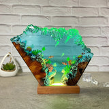 Coral Jellyfishs Undersea Ocean Diorama Epoxy Resin Lamp, Night Light