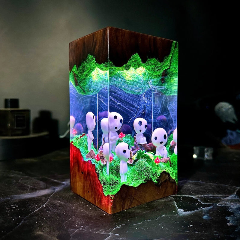 Kodama Tree Spirits Epoxy Resin Lamp, Night Light