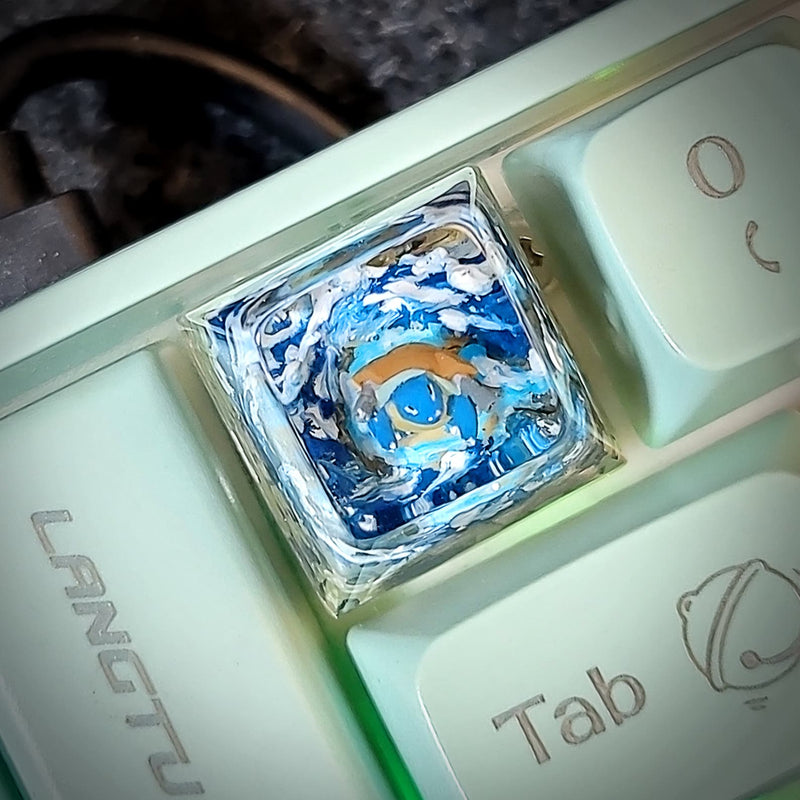 Pokemon Blastoise Artisan Keycaps Epoxy Resin