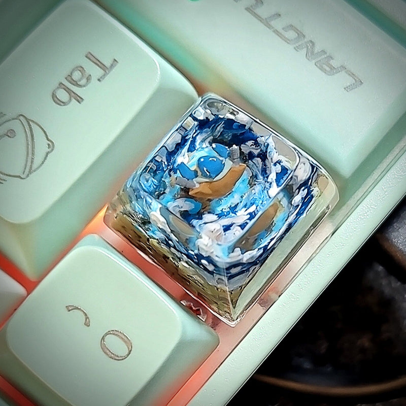 Pokemon Blastoise Artisan Keycaps Epoxy Resin