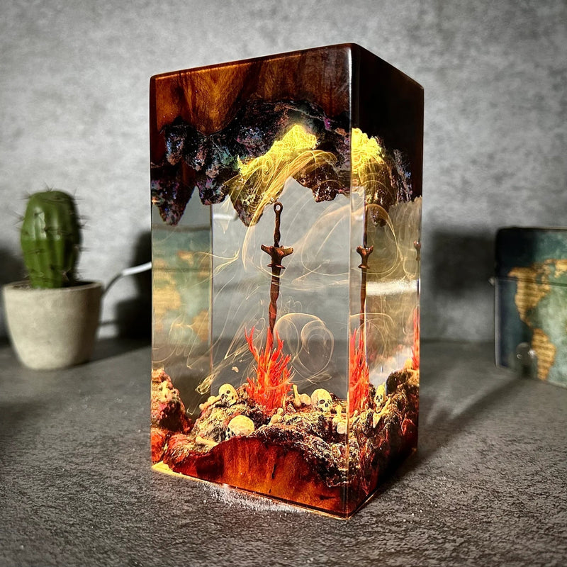 Bonfire Dark Souls Epoxy Resin Lamp, Night Light