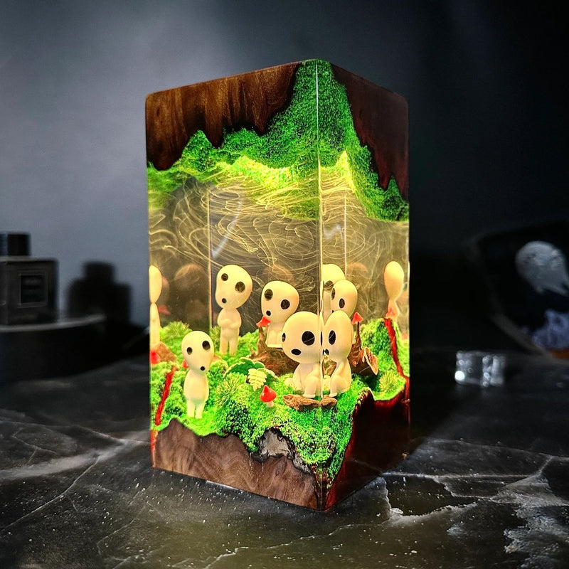 Kodama Tree Spirits Epoxy Resin Lamp, Night Light