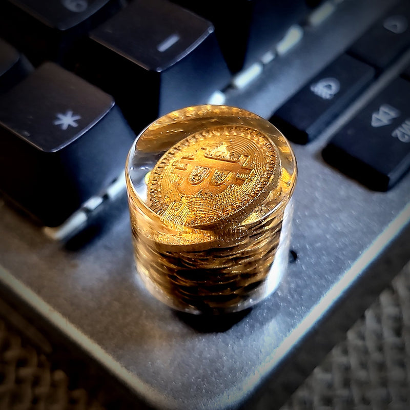 Bitcoin BTC Golden Coin Keyboard Knob Artisan Keycaps Epoxy Resin