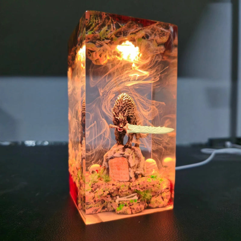 Dark Souls Old Wolf of Farron Epoxy Resin Lamp, Night Light