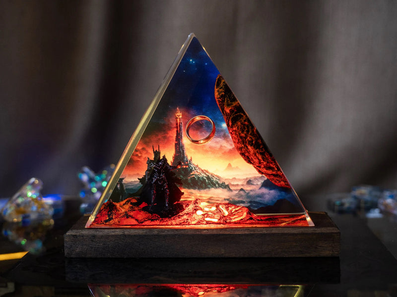 LOTR Lord Of Rings The One Ring Sauron Dark Lord Castle Epoxy Resin Lamp, Night Light