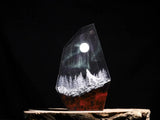 White Wolf Howling At The Moon Aurora Borealis Epoxy Resin Lamp, Night Light